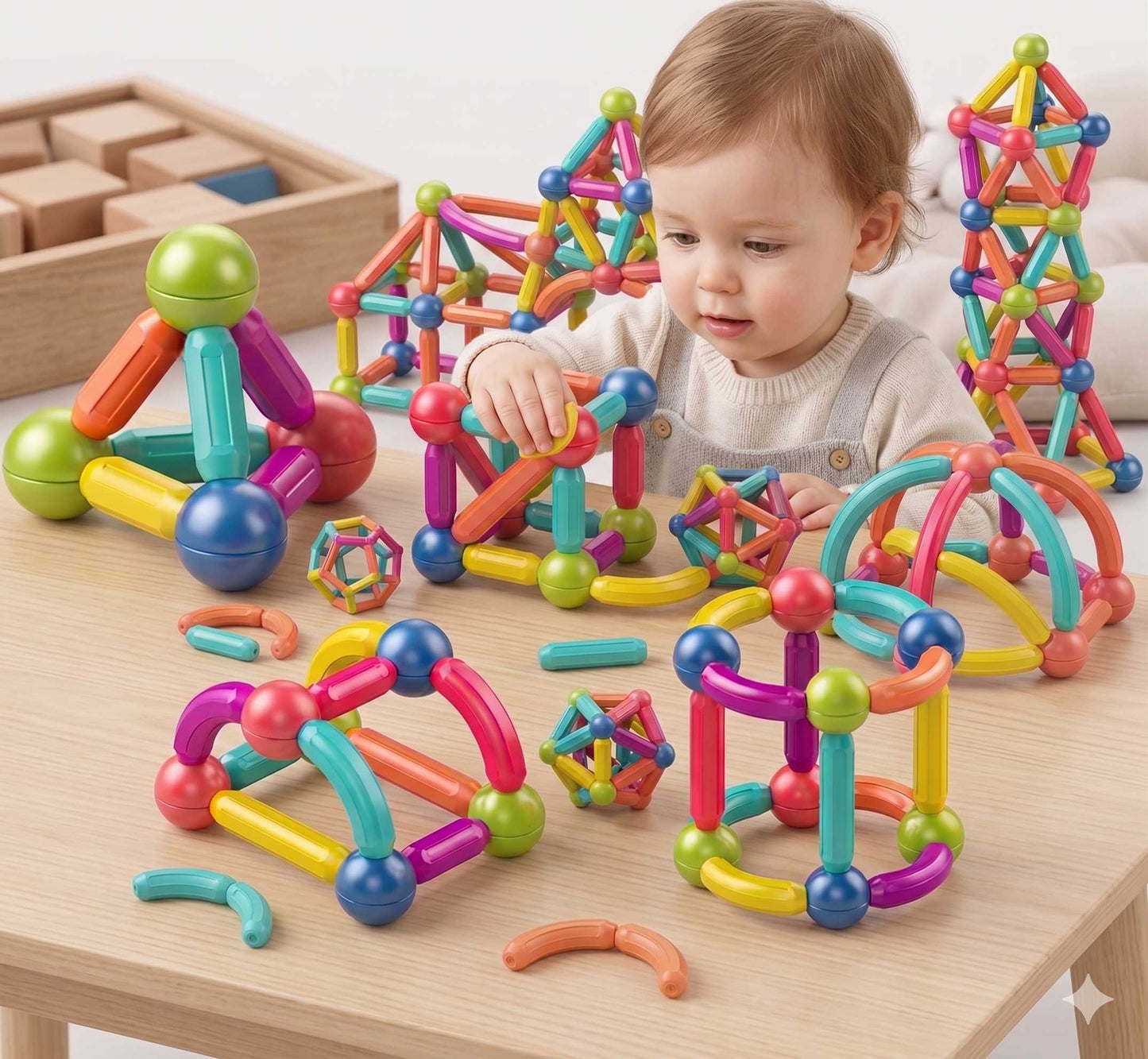 Magnetic Balls & Rods Building Set – Creative STEM Educational Toy for Kids