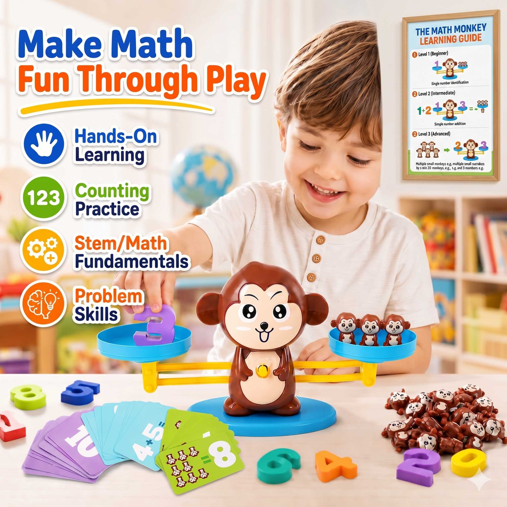 Educational Counting & Learning Toy for Kids - Monkey Balance Math Game
