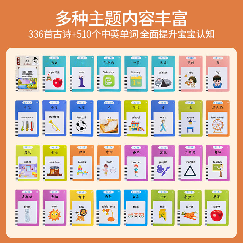Children's Card Early Education Machine Sound Learning Educational Toys Enlightenment Card Inserter Tang Poetry Song Poetry Chinese English