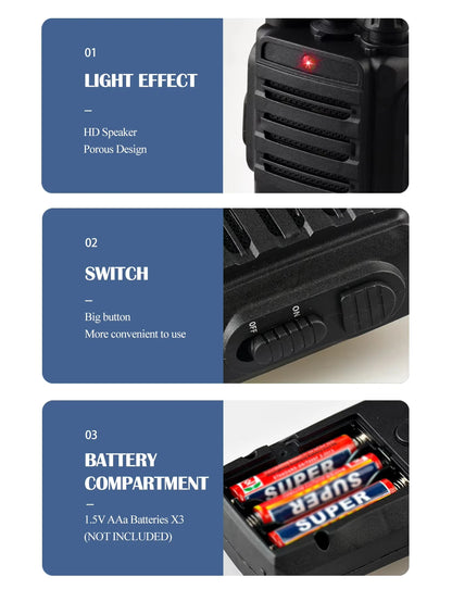 Walkie Talkie Toy Interphone Dialogue Wireless Pager Indoor and Outdoor Communication Game 2pcs/set Not Include Battery