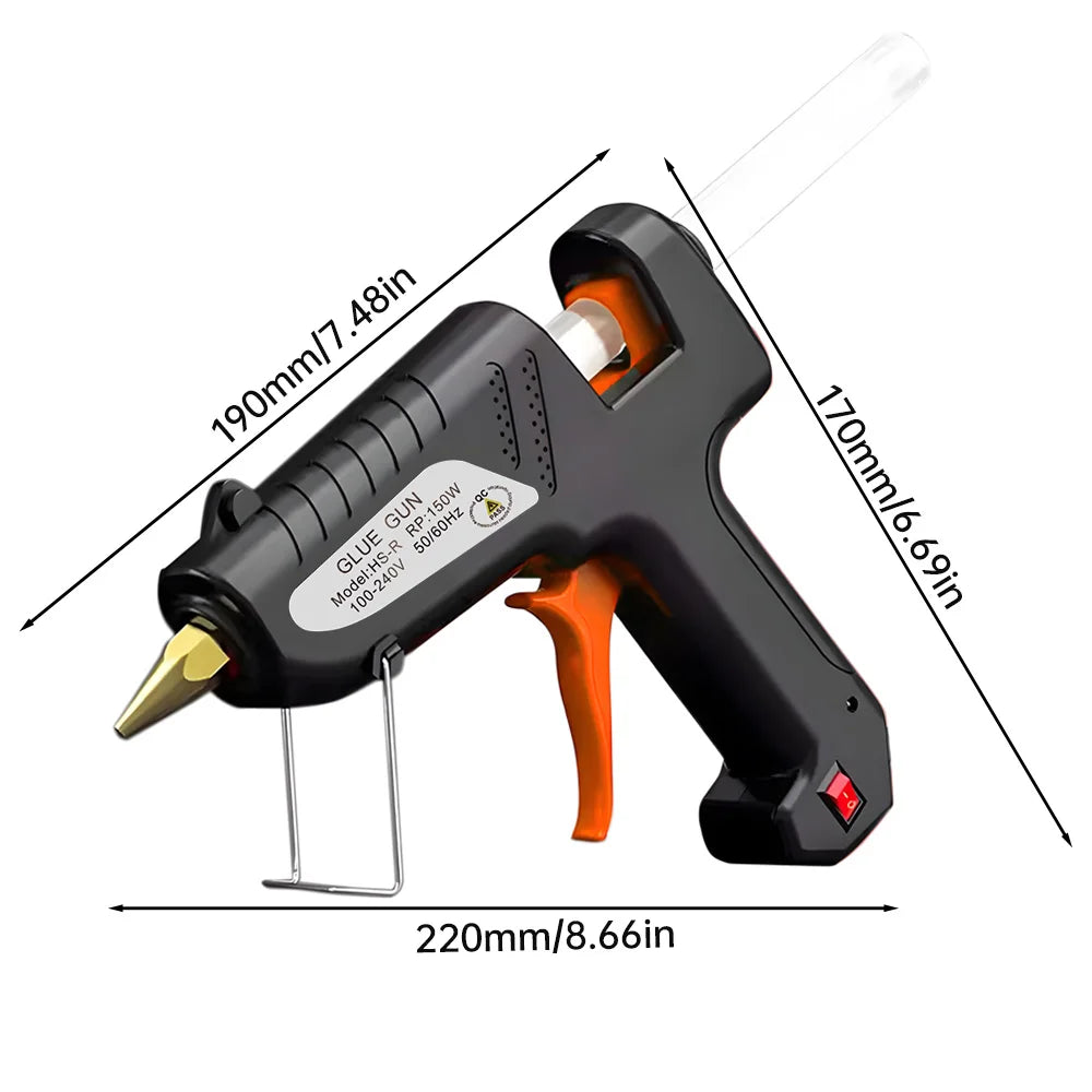 150W Industrial Electrothermal Hot Melt Glue Gun - 11mm Glue Sticks Compatible Thermo Temperature DIY Electric Repair Tool