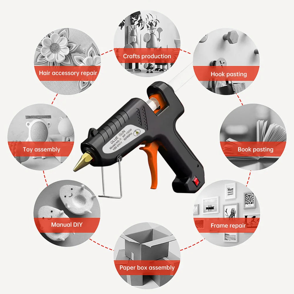 150W Industrial Electrothermal Hot Melt Glue Gun - 11mm Glue Sticks Compatible Thermo Temperature DIY Electric Repair Tool
