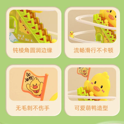 Stair Climbing Ducks Flashing Lights and Music Duck Roller Coaster Toy Interactive Escalator Toy Parent Child Interactive Toys
