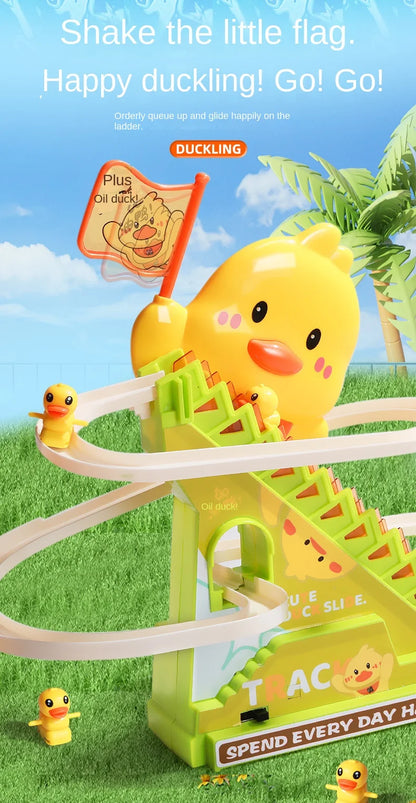 Stair Climbing Ducks Flashing Lights and Music Duck Roller Coaster Toy Interactive Escalator Toy Parent Child Interactive Toys