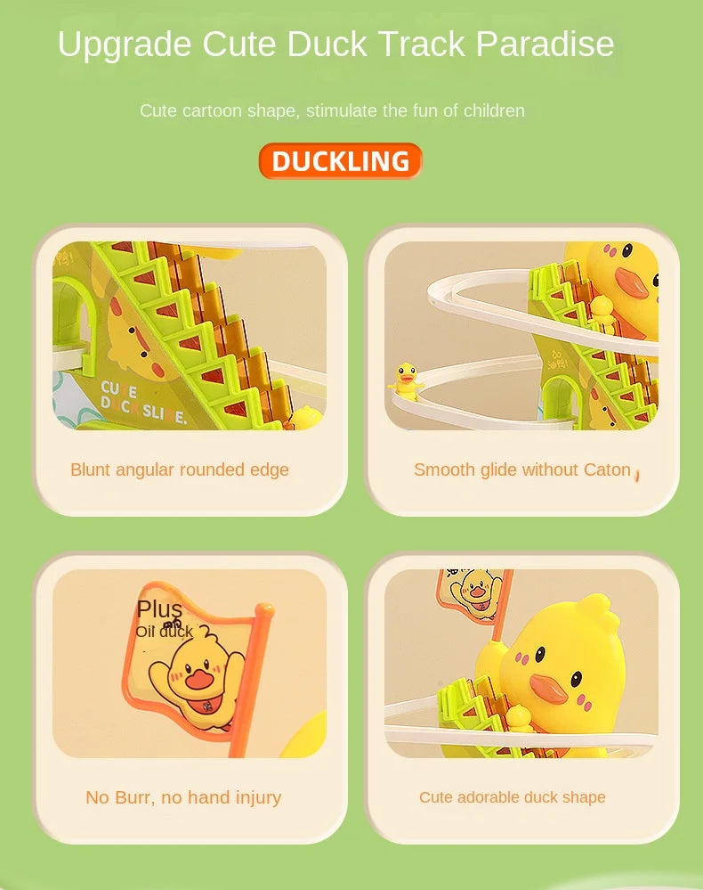 Stair Climbing Ducks Flashing Lights and Music Duck Roller Coaster Toy Interactive Escalator Toy Parent Child Interactive Toys