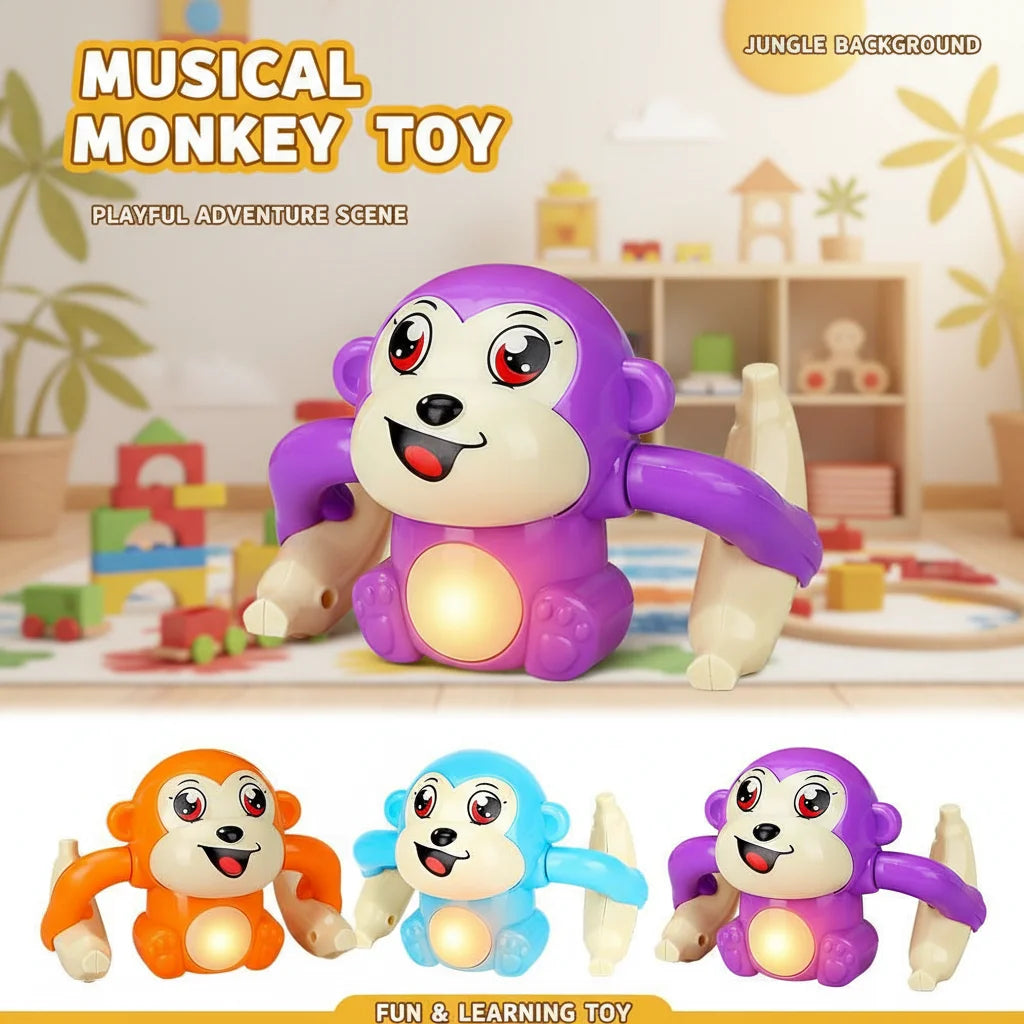 Baby toy electric rolling monkey light music puzzle sound prompt monkey children's toy gift preschool education toy