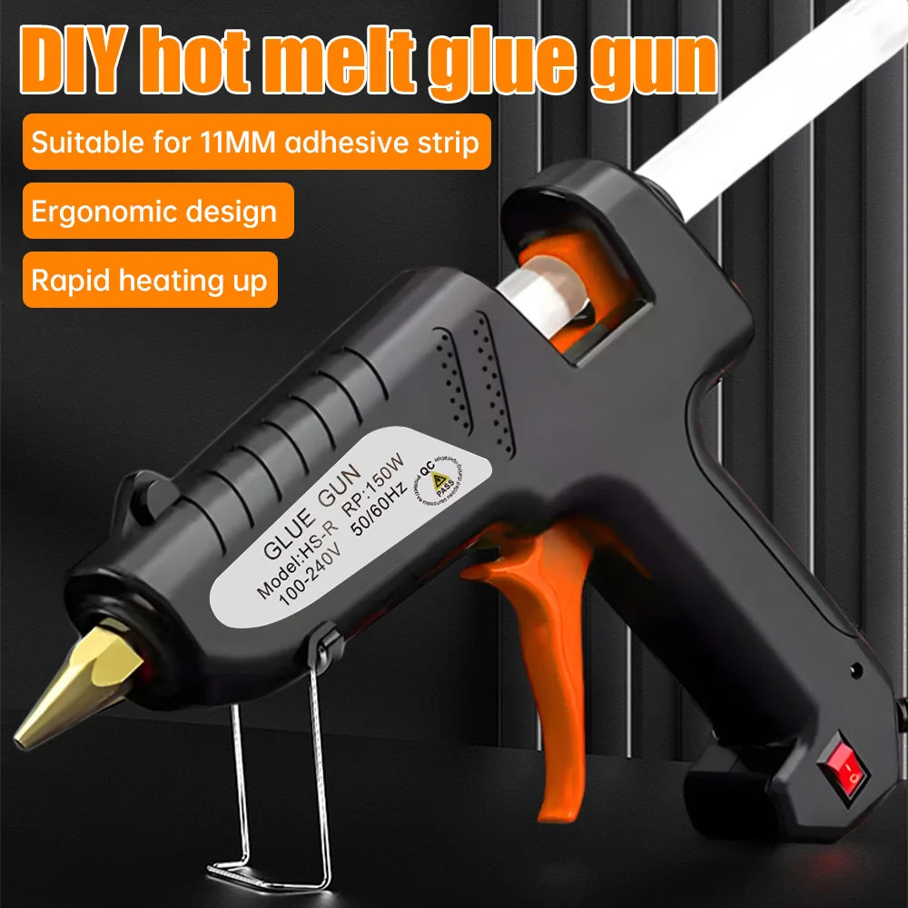 150W Industrial Electrothermal Hot Melt Glue Gun - 11mm Glue Sticks Compatible Thermo Temperature DIY Electric Repair Tool