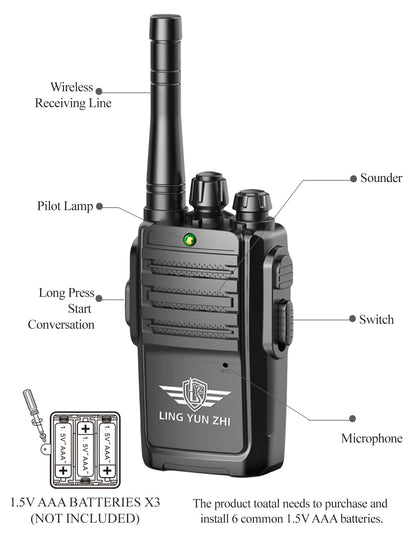 Walkie Talkie Toy Interphone Dialogue Wireless Pager Indoor and Outdoor Communication Game 2pcs/set Not Include Battery