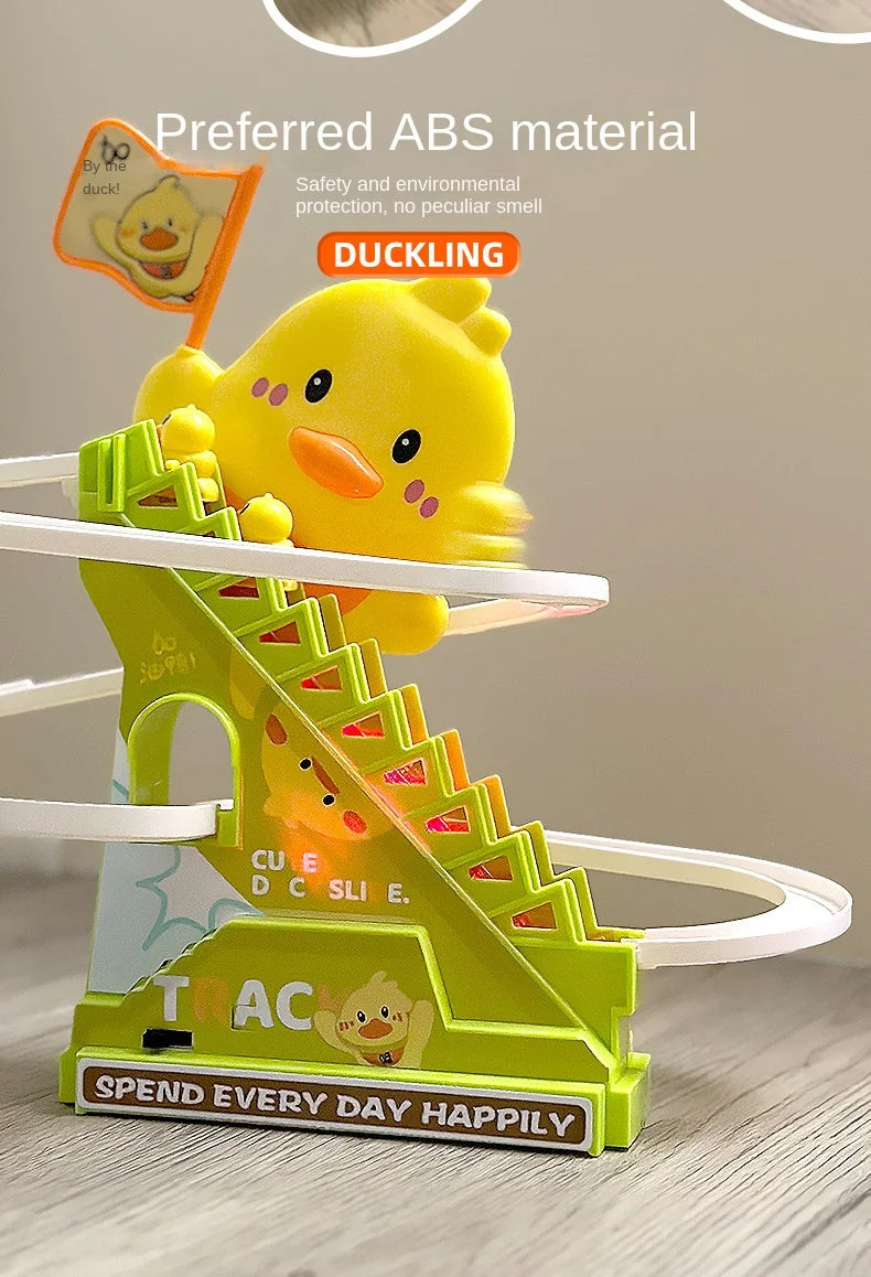 Stair Climbing Ducks Flashing Lights and Music Duck Roller Coaster Toy Interactive Escalator Toy Parent Child Interactive Toys